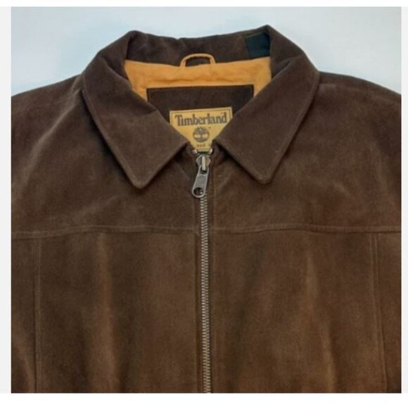 Timberland Rugged Durable Genuine Leather Jacket Men's Size XL Brown Pre-owned - Picture 10 of 12